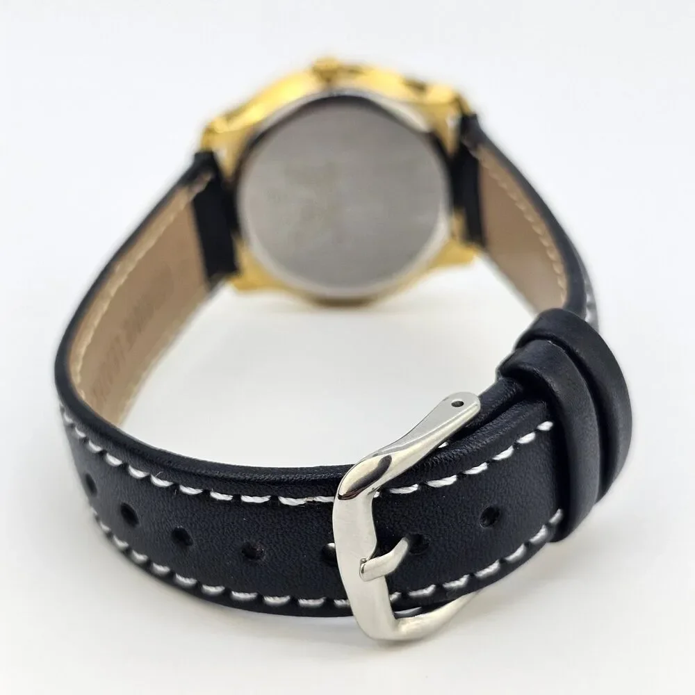 VTG‎ Citizen Men's Watch 35MM Black Dial New Black Leather Bands New Battery